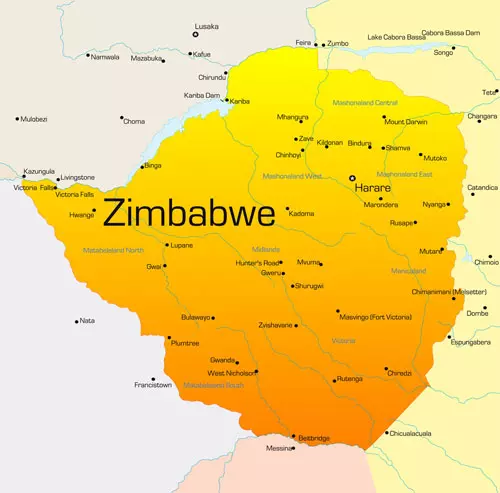 Mappa dello Zimbabwe