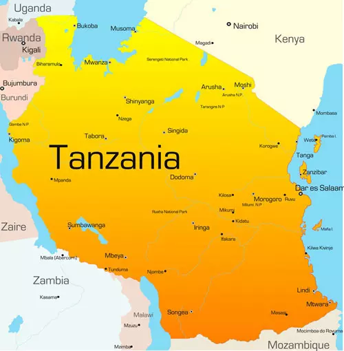 Mappa della Tanzania