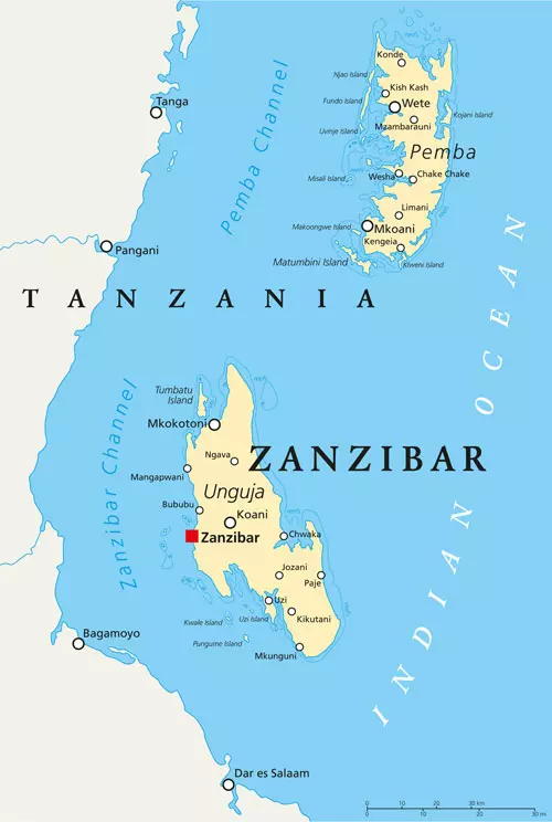 Mapa de Zanzíbar